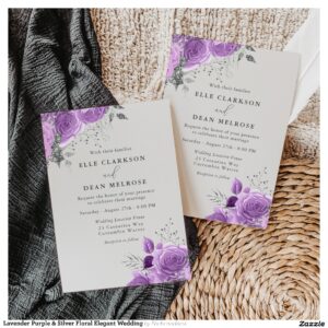 Lavender Purple & Silver Floral Elegant Wedding Invitation