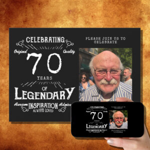 Legend 70th Birthday Photo Black Vintage Invitation