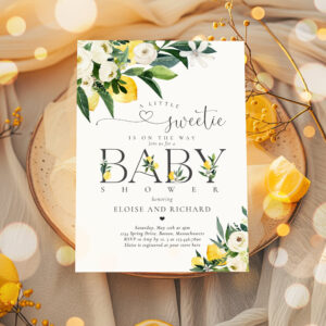 Lemon Citrus Mediterranean Botanical Baby Shower Invitation