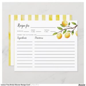 Lemon Tree Bridal Shower Recipe Card