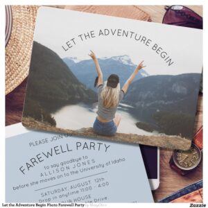 Let the Adventure Begin Photo Farewell Party Invitation