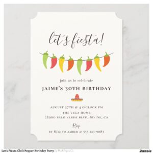 Let's Fiesta Chili Pepper Birthday Party Invitation