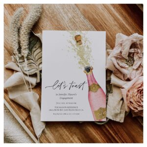 Let's Toast Champagne Bottle Bridal Shower Invitation