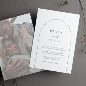 Line Arch   Modern Minimal Faded Photo Wedding Invitation
