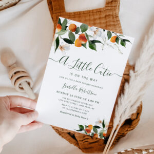 LITTLE CUTIE   citrus oranges baby shower Invitation