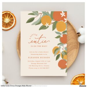 Little Cutie Citrus Oranges Baby Shower Invitation