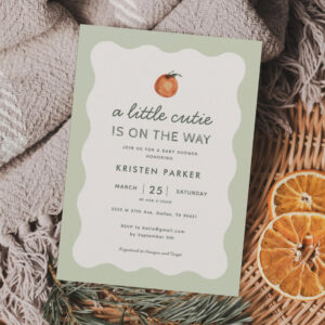 Little Cutie is on the Way Tangerine Baby Shower I Invitation
