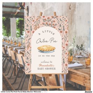 Little Cutie Pie Pink Floral Baby Shower Welcome Foam Board