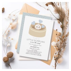 Little Dumpling Blue Baby Shower Invitation