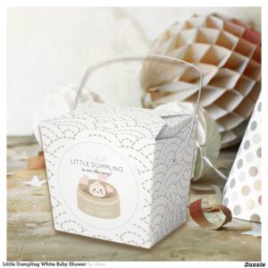 Little Dumpling White Baby Shower Favor Boxes