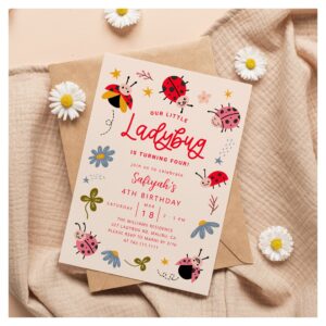 Little Ladybug Birthday Party  Invitation