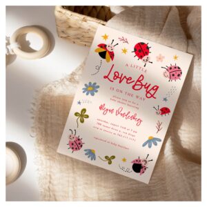 Little Love Bug Girl Baby Shower Invitation