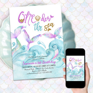 Little Mermaid Oneder the Sea 1st Birthday Invitation