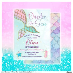Little Mermaid ONEder The Sea 1st Birthday Party  Invitation