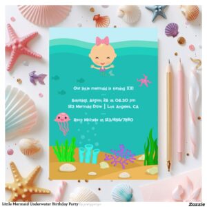 Little Mermaid Underwater Birthday Party Invitation