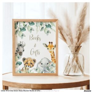 Little Wild One Safari Baby Shower Books & Gifts Poster