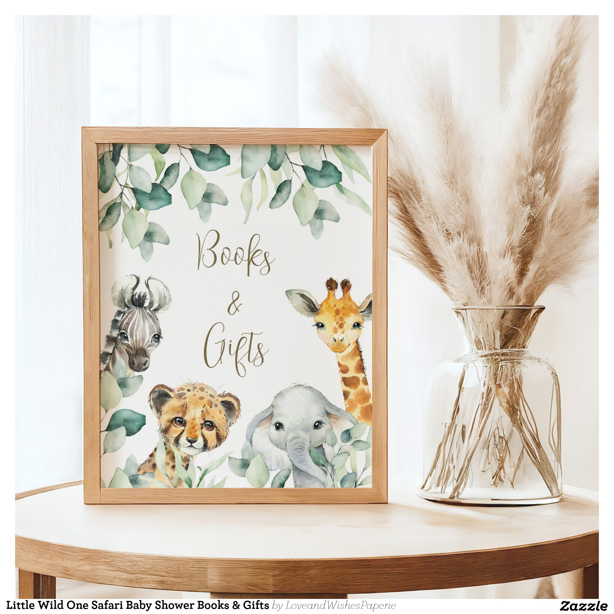 Little Wild One Safari Baby Shower Books & Gifts Poster