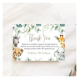 Little Wild One Safari Baby Shower Thank You Cards