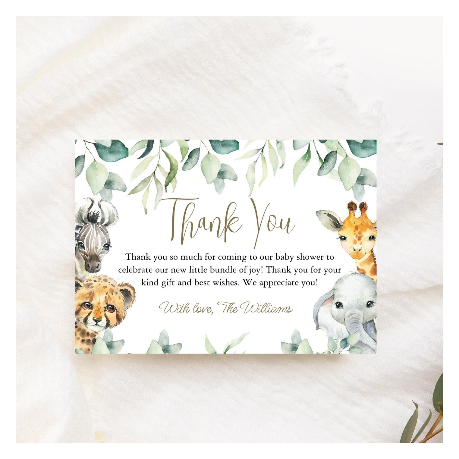 Little Wild One Safari Baby Shower Thank You Cards
