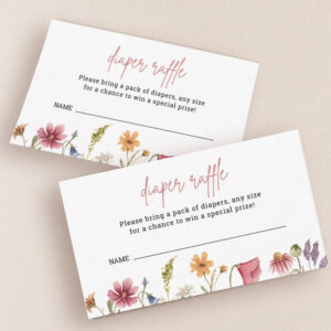 Little Wildflower Baby Shower Diaper Raffle Ticket Enclosure Card