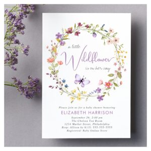 Little Wildflower Watercolor Baby Girl Shower Invitation