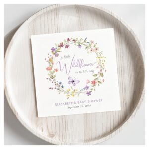 Little Wildflower Watercolor Baby Girl Shower Napkins
