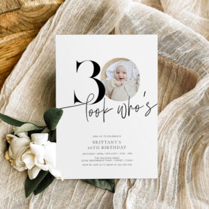Look Who's 30 Modern Simple Photo 30th Birthday Invitation