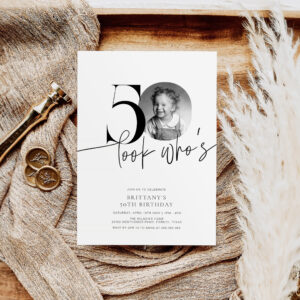 Look Who's 50 Simple Elegant 50th Birthday Invitation