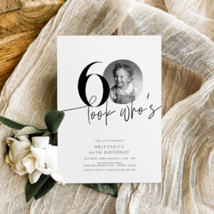 Look Who's 60 Funny Photo Simple 60th Birthday Invitation