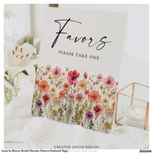 Love In Bloom Bridal Shower Favors Pedestal Sign
