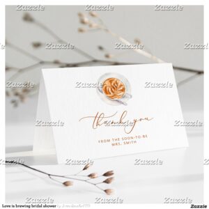 Love is brewing bridal shower thank you card