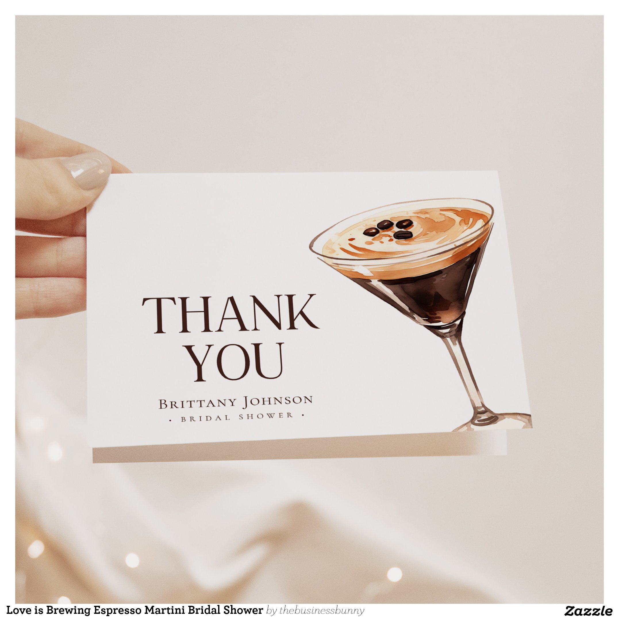 Love is Brewing Espresso Martini Bridal Shower Thank You Card