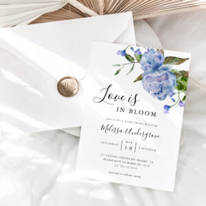Love is in Bloom Blue Bridal Shower  Invitation