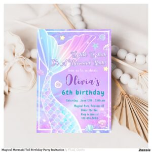 Magical Mermaid Tail Birthday Party Invitation