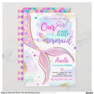 Magical Mermaid Under The Sea Birthday Party Invitation