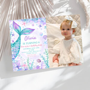 Magical Mermaids Tail Birthday Party Photo Invitation