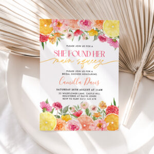 Main Squeeze Bright Citrus Lemon Bridal Shower  Invitation