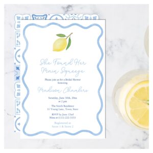 Main Squeeze Wavy Border Citrus Bridal Shower Invitation