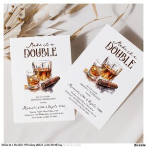 Make it a Double' Whiskey Adult Joint Birthday Invitation