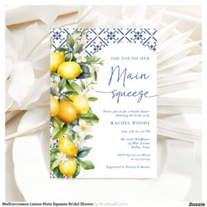 Mediterranean Lemon Main Squeeze Bridal Shower Invitation