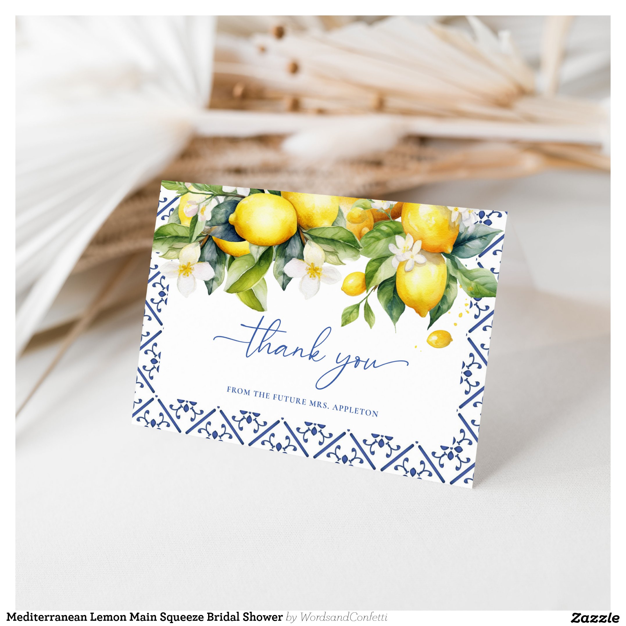 Mediterranean Lemon Main Squeeze Bridal Shower Thank You Card
