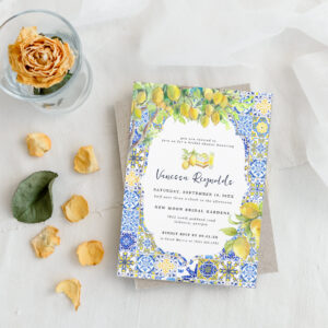 Mediterranean Lemon Tiles   Bridal Shower Invitation