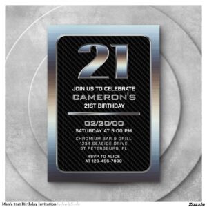 Men's 21st Birthday Invitation