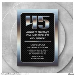 Men's 45th Birthday Invitation