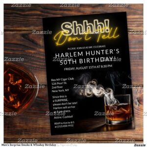Men's Surprise Smoke & Whiskey Birthday Invitation