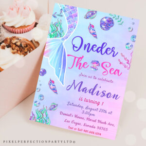 Mermaid 1st Birthday ONEder The Sea Party  Invitation