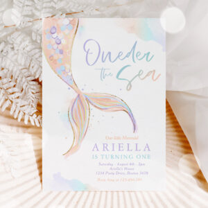 Mermaid 1st Birthday Party ONEder The Sea Mermaid  Invitation