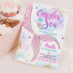 Mermaid 1st Birthday Party ONEder The Sea Mermaid Invitation