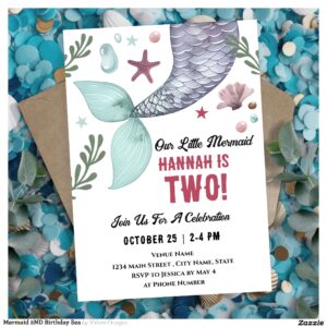 Mermaid 2ND Birthday Sea Invitation