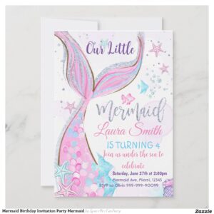 Mermaid Birthday Invitation Party Mermaid